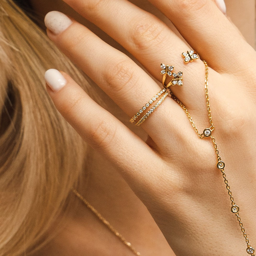 Illuminess™ Sterling Silver French Pavé Eternity Sparkle Stacking Ring