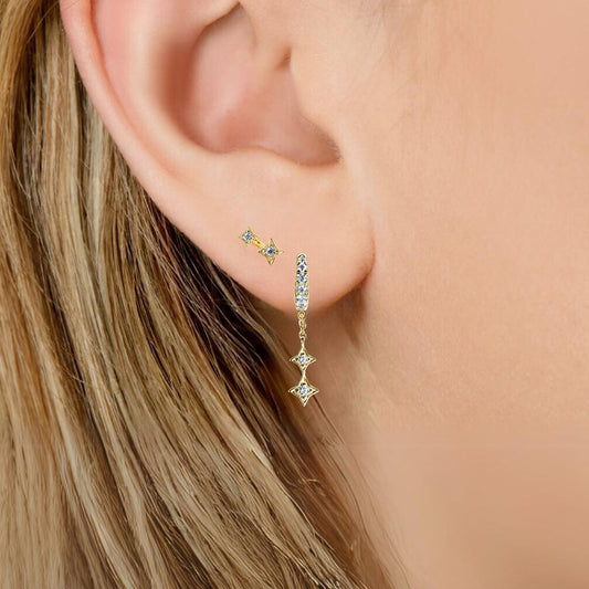 Illuminess™ Moissanite Gold Vermeil Shooting Star Studs