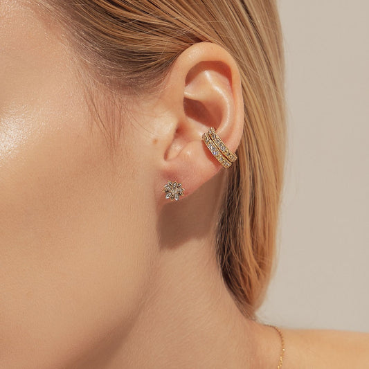 Eternal Bloom™ 14K White Gold Lotus Flower Diamond Earrings