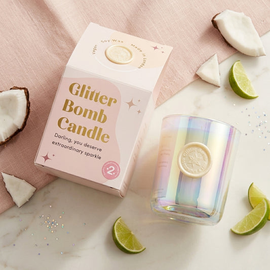 Via Láctea | Vela de Luxo Glitter Bomb™ com Aroma a Coco, Citrinos e Baunilha 230g