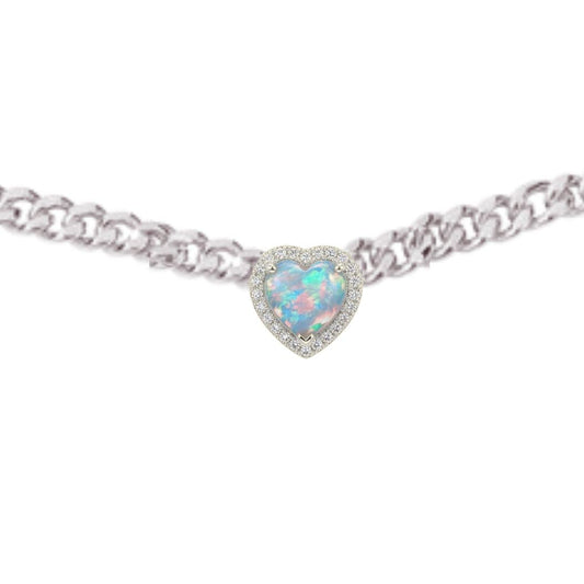 Loves Frequency™ Mini Blue Fire Opal Silver Plated Heart Necklace BLOOMTINE | Earth Angel HQ