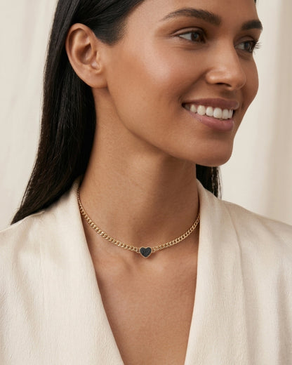 Loves Frequency™ 18K Gold Black Diamond Heart Choker Necklace BLOOMTINE | Earth Angel HQ