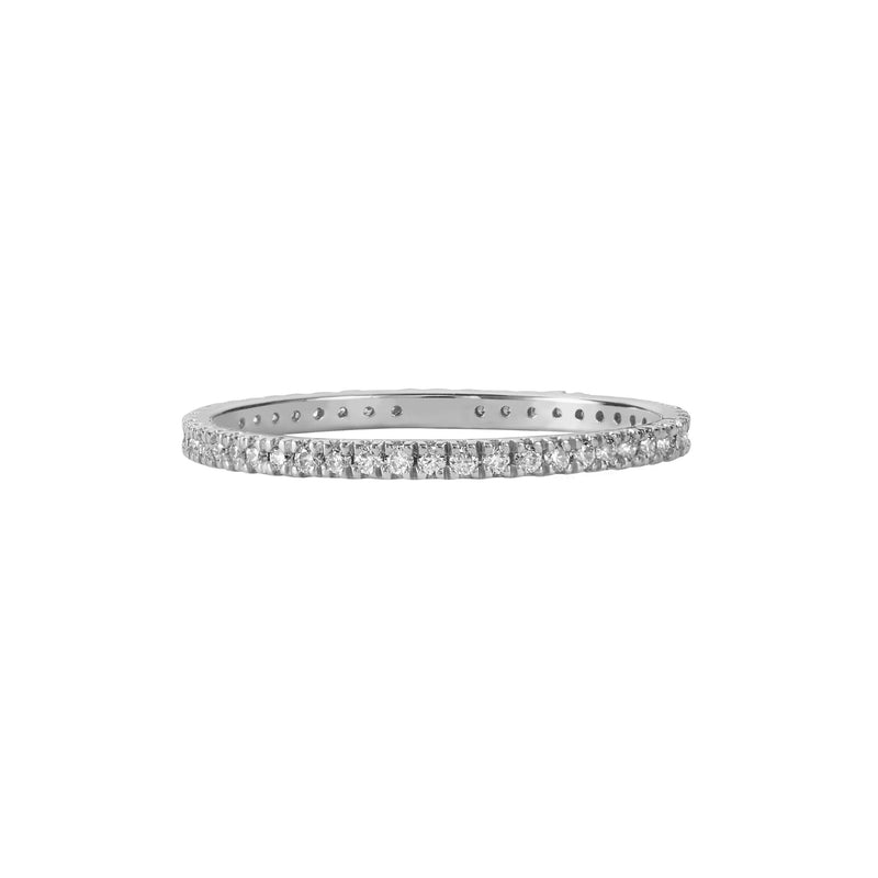 Illuminess™ Sterling Silver French Pavé Eternity Sparkle Stacking Ring