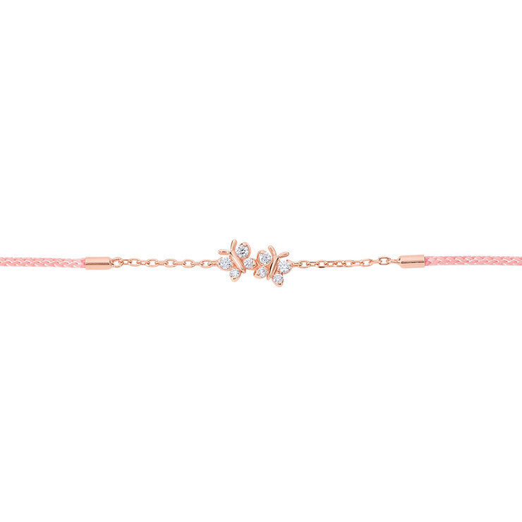 Enchanting Flutterfly™ Rose Gold Vermeil Silk Cord Butterfly Bracelet BLOOMTINE | Earth Angel HQ