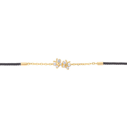 Enchanting Flutterfly™ Gold Vermeil Black Silk Cord Butterfly Bracelet