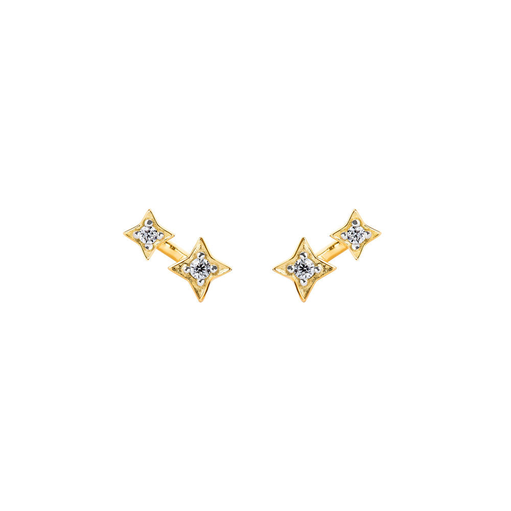 Illuminess™ Moissanite Gold Vermeil Shooting Star Studs BLOOMTINE | Earth Angel HQ