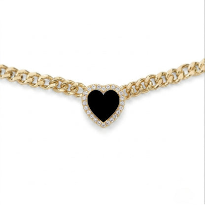 Loves Frequency™ Gold Heart Necklace with Black Onyx BLOOMTINE | Earth Angel HQ
