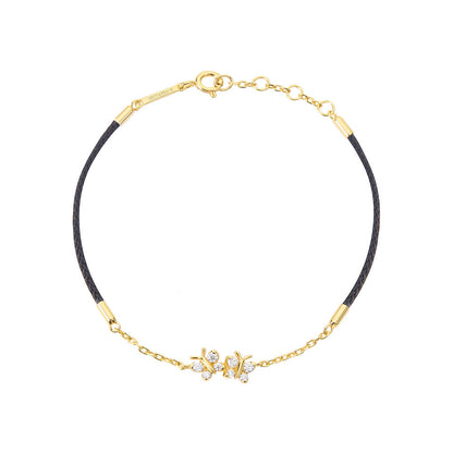 Enchanting Flutterfly™ Gold Vermeil Black Silk Cord Butterfly Bracelet