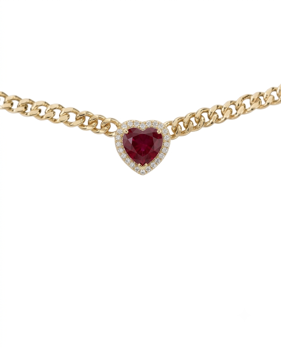 Loves Frequency™ Gold Heart Necklace with Ruby BLOOMTINE | Earth Angel HQ