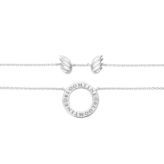 Mini Halo Wings™ Sterling Silver Diamond Angel Necklace