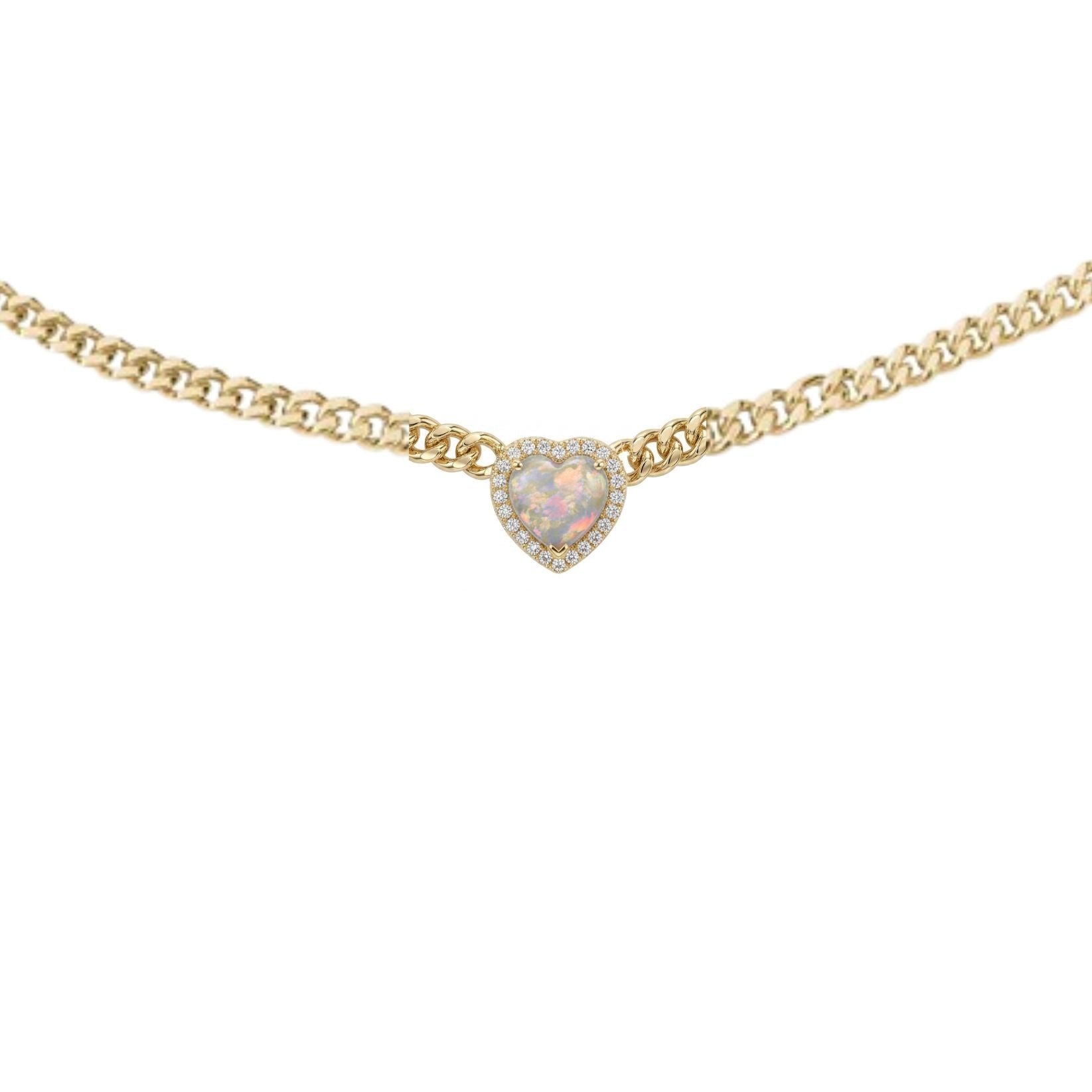 Opal Multi Coloured Heart Choker