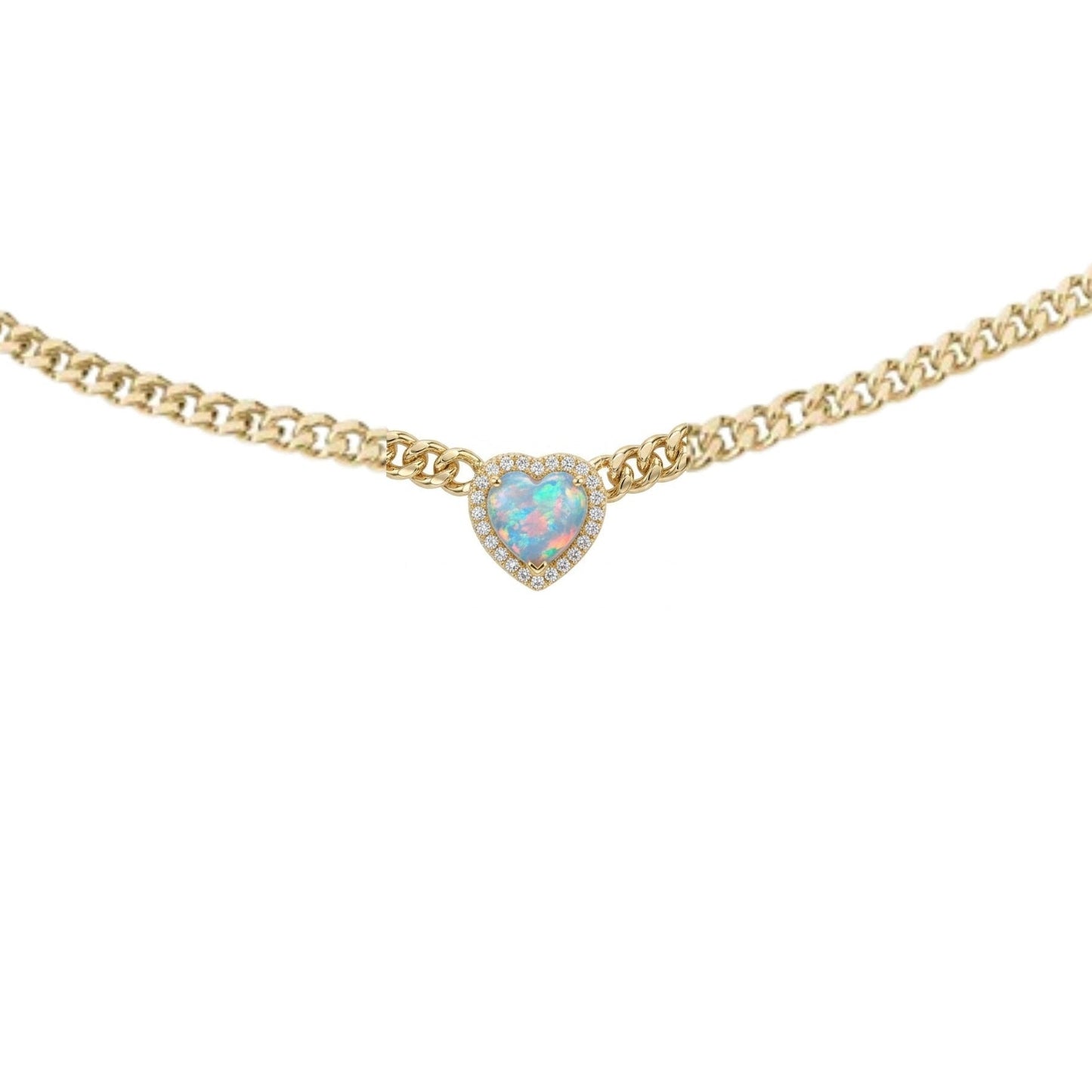 Close-up of 14k gold PVD plated 316L stainless steel chain showing high-polish finish and authentic gold tone. Fire opal