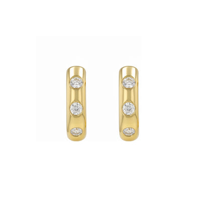 Bloomtine gold diamond hoop earrings. High-quality gold vermeil jewelry for women, featuring brilliant-cut diamonds. Elegant gift idea for anniversaries or birthdays.