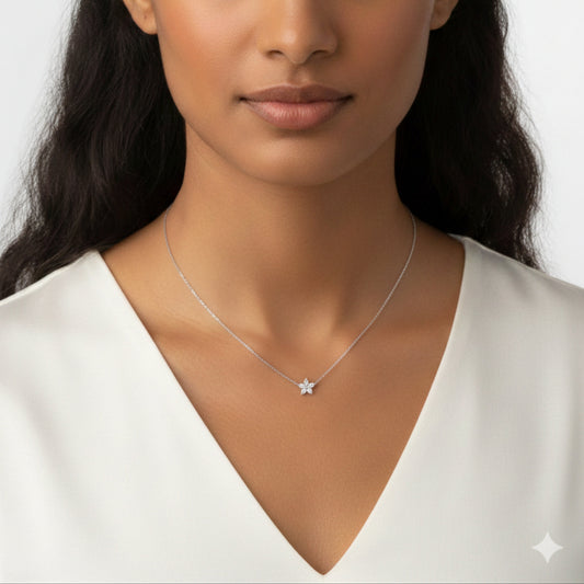 Elegant silver star necklace by Bloomtine. A meaningful celestial jewellery gift for her, perfect for birthdays, bridesmaids, or everyday layering