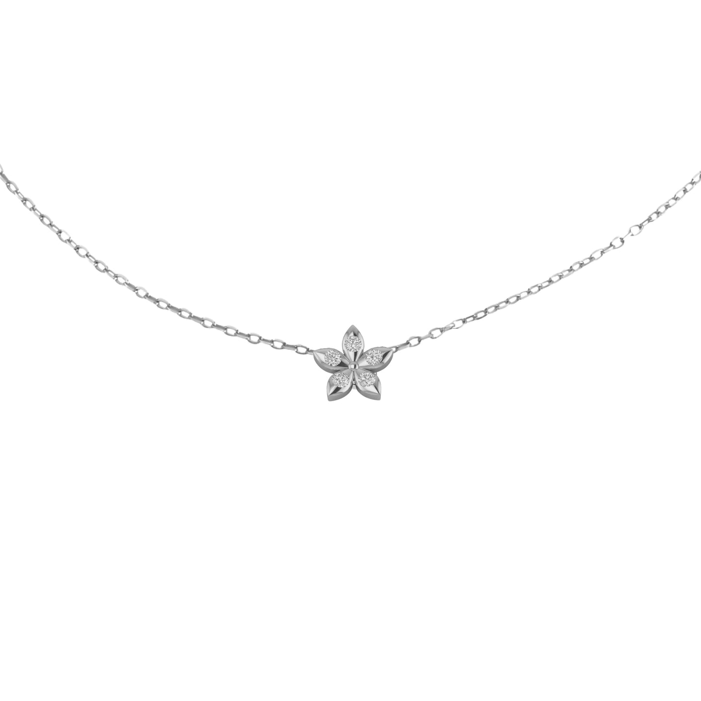 925 sterling silver flower pendant necklace by Bloomtine. High-quality botanical jewelry design with a polished finish, perfect for layering or gifting.