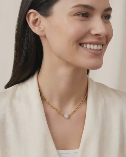 Loves Frequency™ Gold Heart Choker with Blue Fire Opal